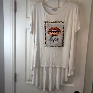 Love J Womens Plus Size High Low Top 2X White